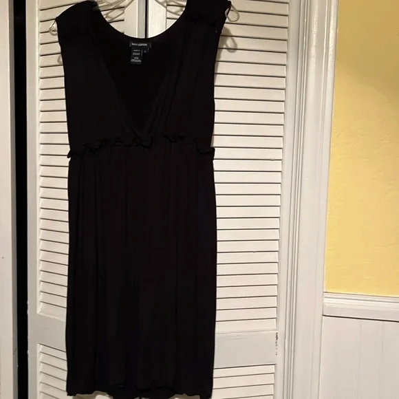Max Edition Dresses | Max Edition Black Sleeveless Short Dress W/ Ruffle At Shoulder And Empire Waist | Color: Black | Size: L | Mbeachgal's Closet